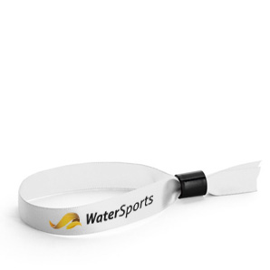 Satin event wristband with corporate logo