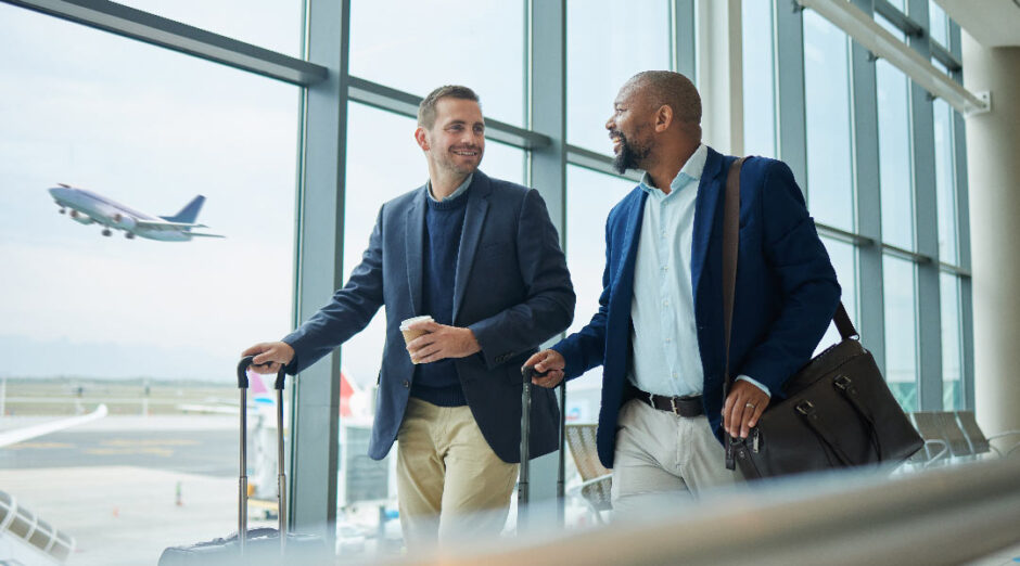 two people at an airport