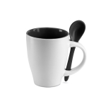 Cup with selectable interior colour and matching spoon black colour