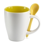 Cup with selectable interior colour and matching spoon yellow colour