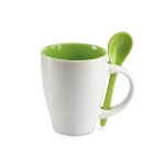 Cup with selectable interior colour and matching spoon green colour