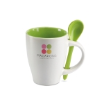 Cup with selectable interior colour and matching spoon green colour second main view