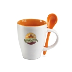 Cup with selectable interior colour and matching spoon orange colour main view