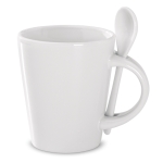 Ceramic mug with spoon for sublimation, 300 ml white colour