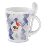 Ceramic mug with spoon for sublimation, 300 ml white colour fourth main view