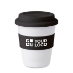 Travel mug with printable band, 350 ml black colour view with print area