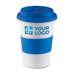 Travel ceramic mug with silicone band and lid, 400 ml view with print area