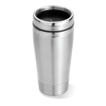 Stainless steel insulated mug for staff and clients, 400 ml matt silver colour