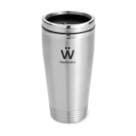 Stainless steel insulated mug for staff and clients, 400 ml matt silver colour fourth main view