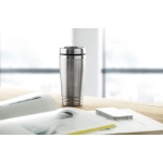 Stainless steel insulated mug for staff and clients, 400 ml matt silver colour ambient view