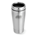 Stainless steel insulated mug for staff and clients, 400 ml matt silver colour main view