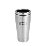 Stainless steel insulated mug for staff and clients, 400 ml matt silver colour view with print area