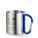 Double-walled stainless steel mug with carabiner handle, 220 ml view with print area