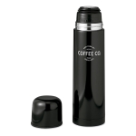 Stainless steel thermos bottle with all-round print, 500 ml black colour second main view