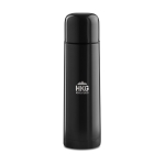 Stainless steel thermos bottle with all-round print, 500 ml black colour main view