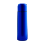 Stainless steel thermos bottle with all-round print, 500 ml blue colour