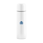 Stainless steel thermos bottle with all-round print, 500 ml white colour main view