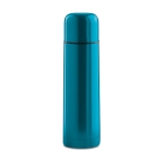 Stainless steel thermos bottle with all-round print, 500 ml turquoise colour