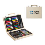 Wooden, 66 piece painting case set, ideal for youth promotions wood colour view with print area