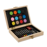 Painting box set with watercolours and coloured pencils wood colour fourth view