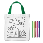 Coloured pencils and bag set with animal motifs for children white colour