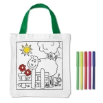 Coloured pencils and bag set with animal motifs for children white colour third view