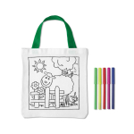 Coloured pencils and bag set with animal motifs for children white colour view with print area