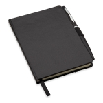 Notebook with lined paper and ballpoint pen, A6 black colour fourth view