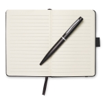 Notebook with lined paper and ballpoint pen, A6 black colour fifth view