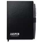 Notebook with lined paper and ballpoint pen, A6 black colour third main view