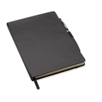 Lined notebook with ballpoint pen for employees, A5 black colour