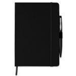 Lined notebook with ballpoint pen for employees, A5 black colour fourth view