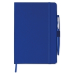 Lined notebook with ballpoint pen for employees, A5 blue colour