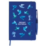 Lined notebook with ballpoint pen for employees, A5 blue colour third main view