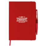 Lined notebook with ballpoint pen for employees, A5 red colour second main view