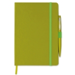 Lined notebook with ballpoint pen for employees, A5 lime colour