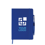 Lined notebook with ballpoint pen for employees, A5 view with print area