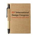 Notebook with mini pen made of recycled materials, A7 black colour main view