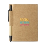 Notebook with mini pen made of recycled materials, A7 black colour second main view