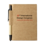 Notebook with mini pen made of recycled materials, A7 black colour third main view