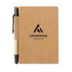 Notebook with mini pen made of recycled materials, A7 black colour fourth main view