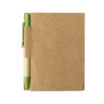 Notebook with mini pen made of recycled materials, A7 lime colour