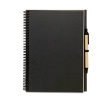 Notebook made from recycled blank paper and pen, B5 black colour