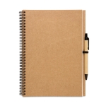 Notebook made from recycled blank paper and pen, B5 beige colour