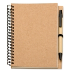 Notebook made of recycled blank paper with pen, B6 beige colour third view