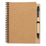 Notebook made of recycled blank paper with pen, B6 beige colour