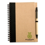 Recycled paper notepad with colour detail and pen, B6 black colour main view