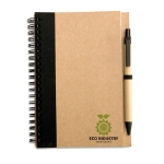 Recycled paper notepad with colour detail and pen, B6 black colour second main view