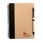 Recycled paper notepad with colour detail and pen, B6 black colour third main view