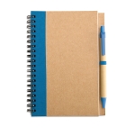 Recycled paper notepad with colour detail and pen, B6 blue colour